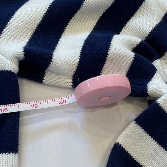 J. Crew Cotton Navy Blue/Ivory Rugby Stripe Mock Neck Long Sleeve Sweater, M - Picture 11 of 12